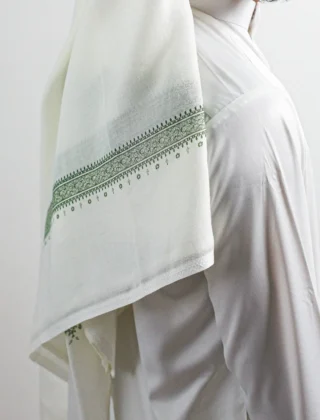 Off White & Green Shemagh